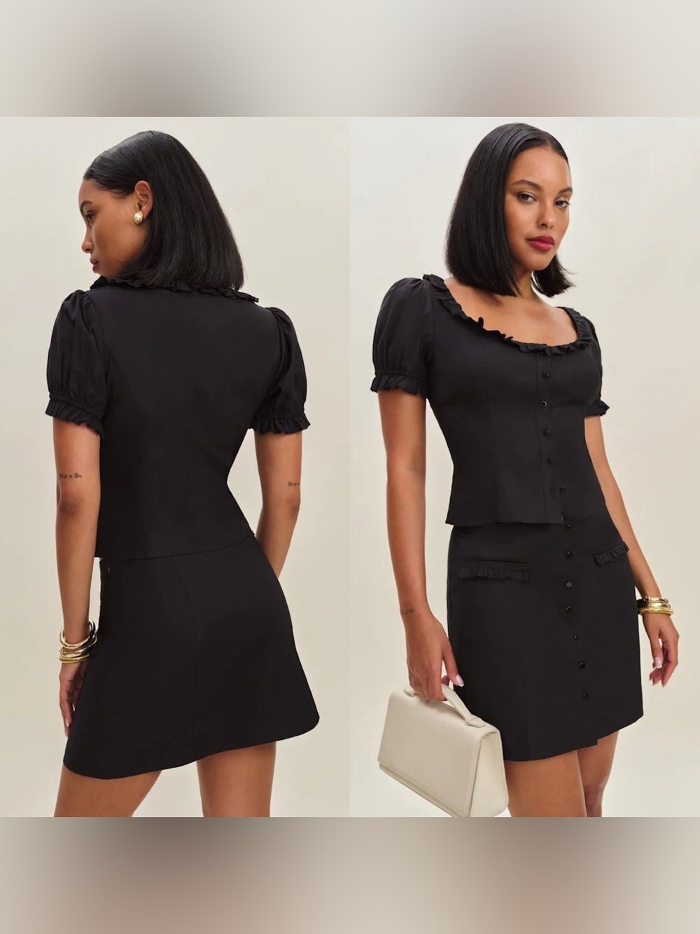 Reformation Black Janell Two Piece Set